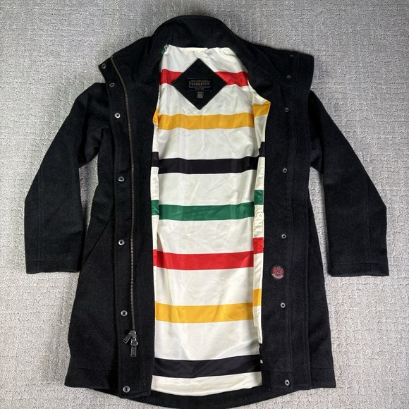 Pendleton Jackets & Blazers - Pendleton Campbell Wool Coat Women's Small Charcoal Hudson Bay Stripe Jacket